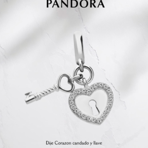 Charm estilo Pandora Corazon con Candado- Plata ley 925