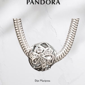 Charm estilo Pandora Circulo con Mariposa- Plata ley 925
