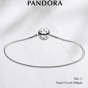 Pulsera estilo Pandora con seguro Circulo Delgada- Plata ley 925 original
