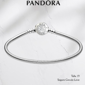 Pulsera estilo Pandora con seguro Circulo con brillo- Plata ley 925 original