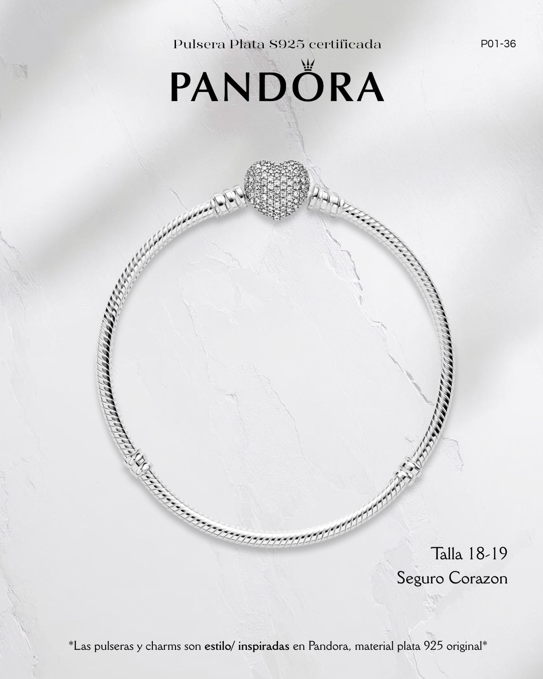 pulsera estilopandora corazon con brillo