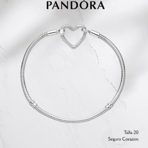 Pulsera estilo Pandora con seguro Corazon - Plata ley 925 original
