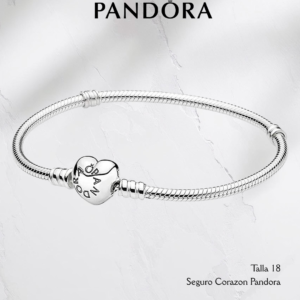 Pulsera estilo Pandora con seguro Corazon Pandora- Plata ley 925 original