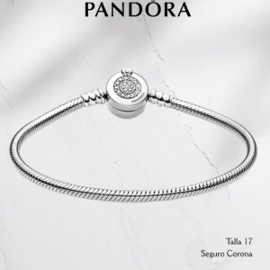 Pulsera estilo Pandora con seguro Corona- Plata ley 925 original